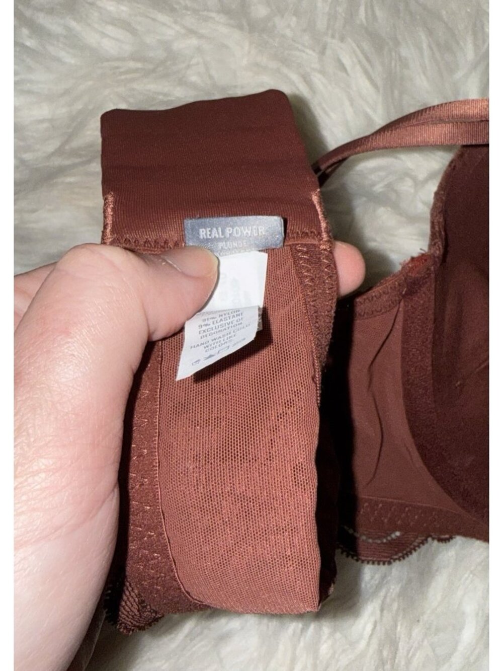 Aerie Real Power Plunge Bra Floral Print Lace Padded Underwire Womens 38B Brown - Picture 7 of 7